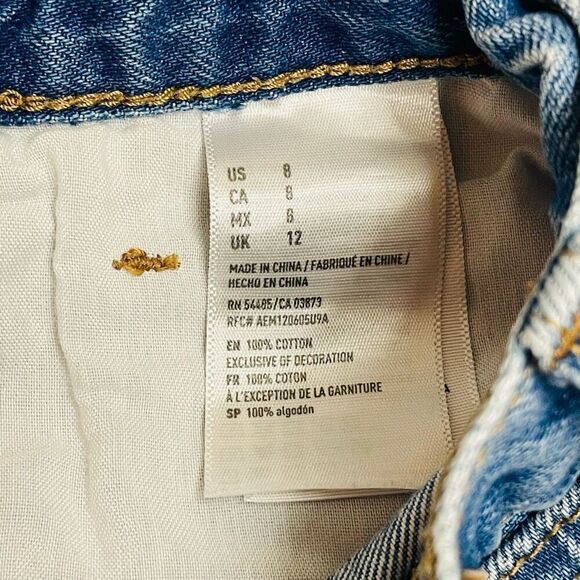 American Eagle Mom Shorts Hi Rise Cut Off Jean Shorts Size 8 - Picture 3 of 8
